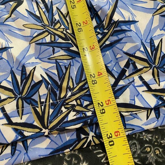 Daniel Cremieux Hawaiian Blue and Yellow Leaf Pattern Shirt Size L UB-27 - Picture 7 of 8